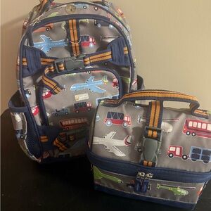 Pottery Barn Kids Backpack and Lunchbox Set with Vehicle Print